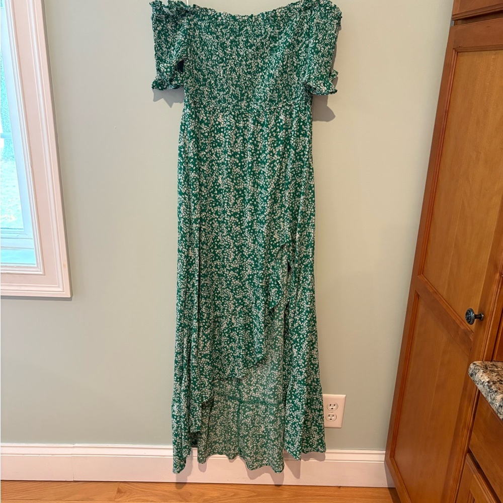 Lulu's Green and White Floral Dress